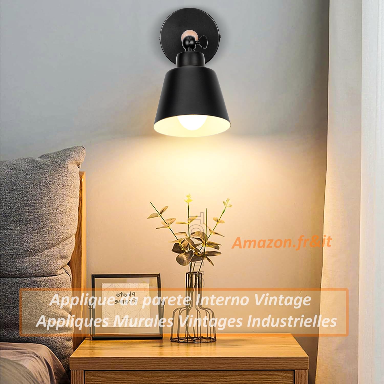 2 Packs Appliques Murales Vintages Industrielles Plafonniers Luminaires E27 en Métal Réglable Lampe Murale Interieur Rétro pour Chambre Cuisine Restaurant