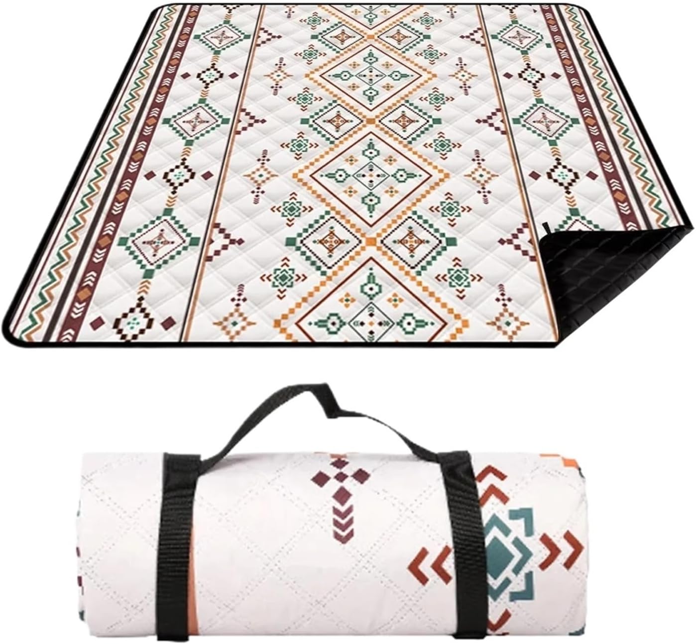 Waterproof 200x200CM Picnic Blanket, Portable Outdoor Mat with Carry Handle for Camping & Beach Activities