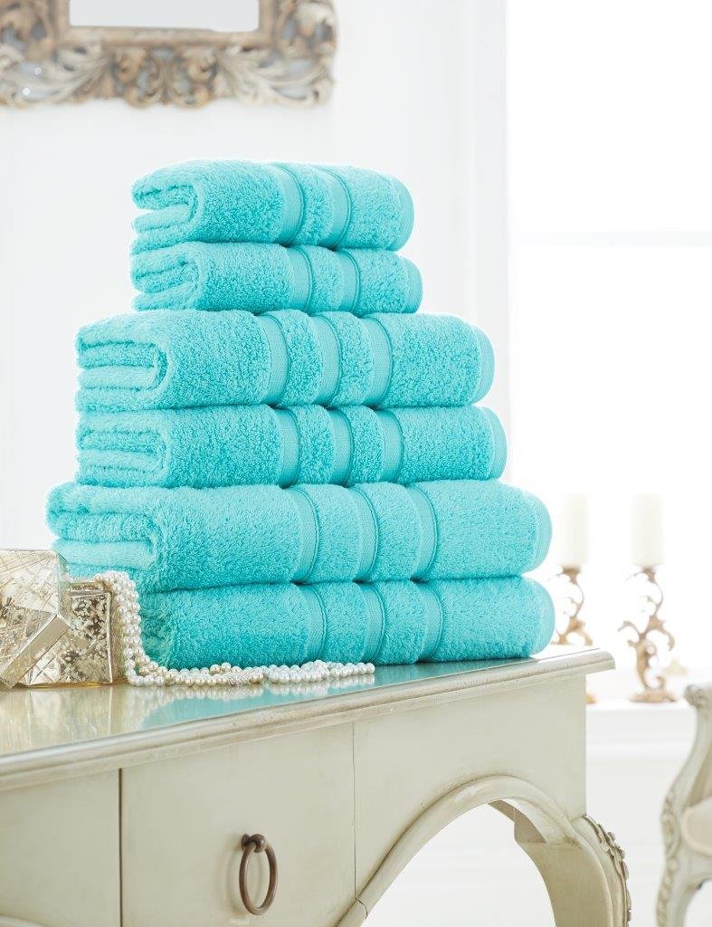 GC GAVENO CAVAILIA Gaveno Cavailia 100% Cotton Supreme Zero Twist 600 GSM Pack of 4-Aqua, Hand Towel x 4