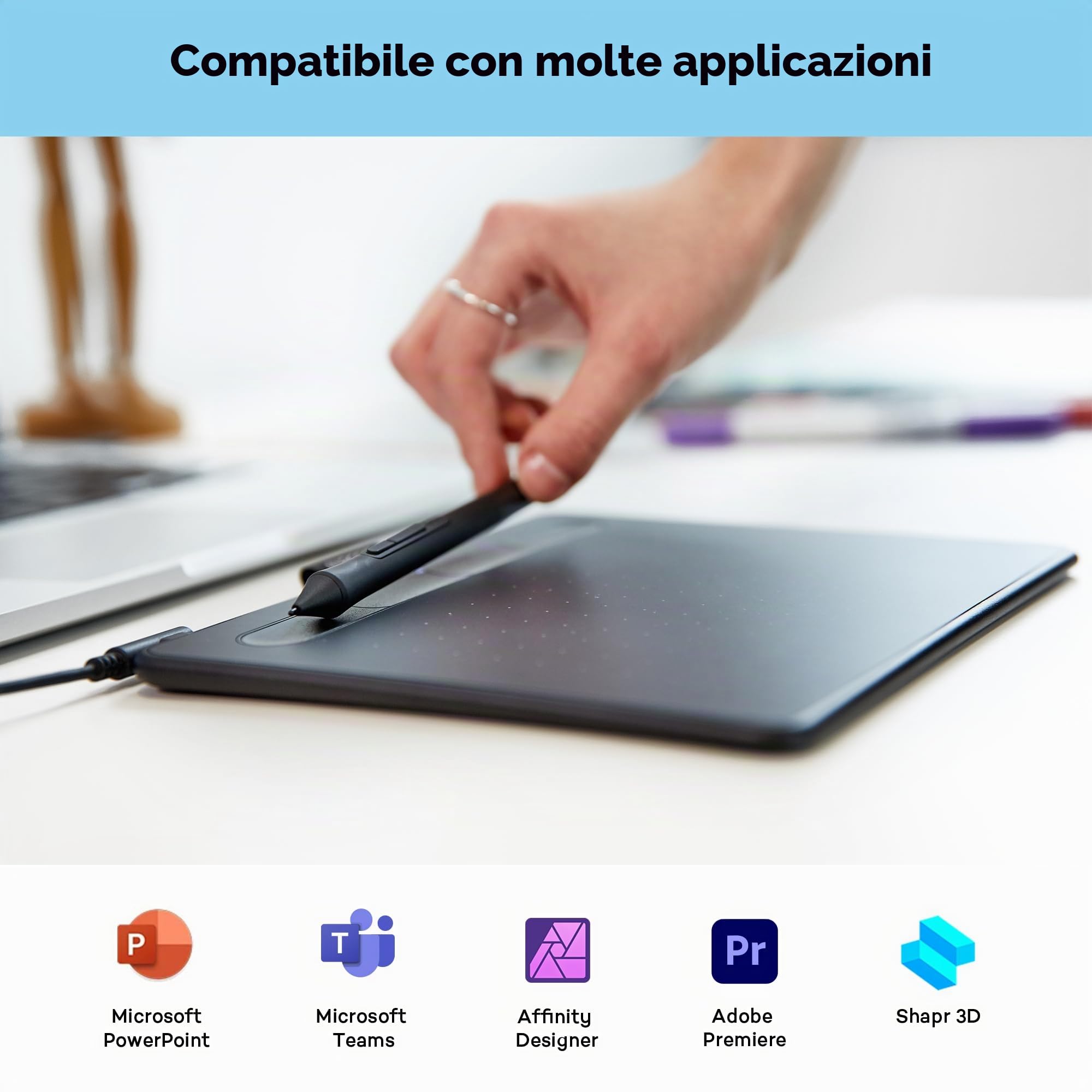 Wacom Intuos Small Tavoletta Grafica – Tablet con Penna per Disegno e Fotoritocco con Penna Sensibile alla Pressione, Nero – Ideale per Lavoro da Casa ed E-Learning