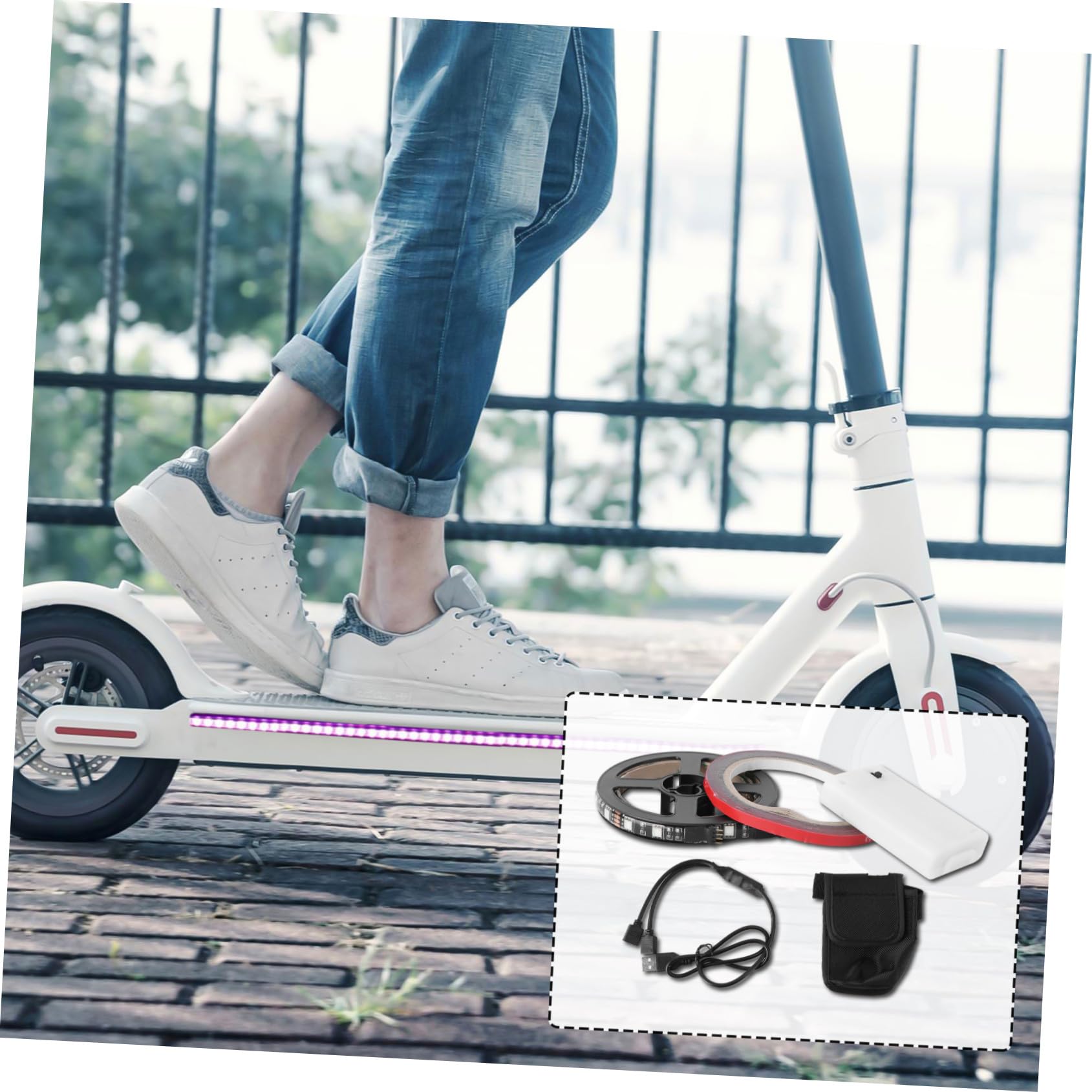 Striscia Luminosa per Monopattino Elettrico, Luci Monopattino senza Abbagliare, Autoadesiva, Ricambio Decorativo per Scooter