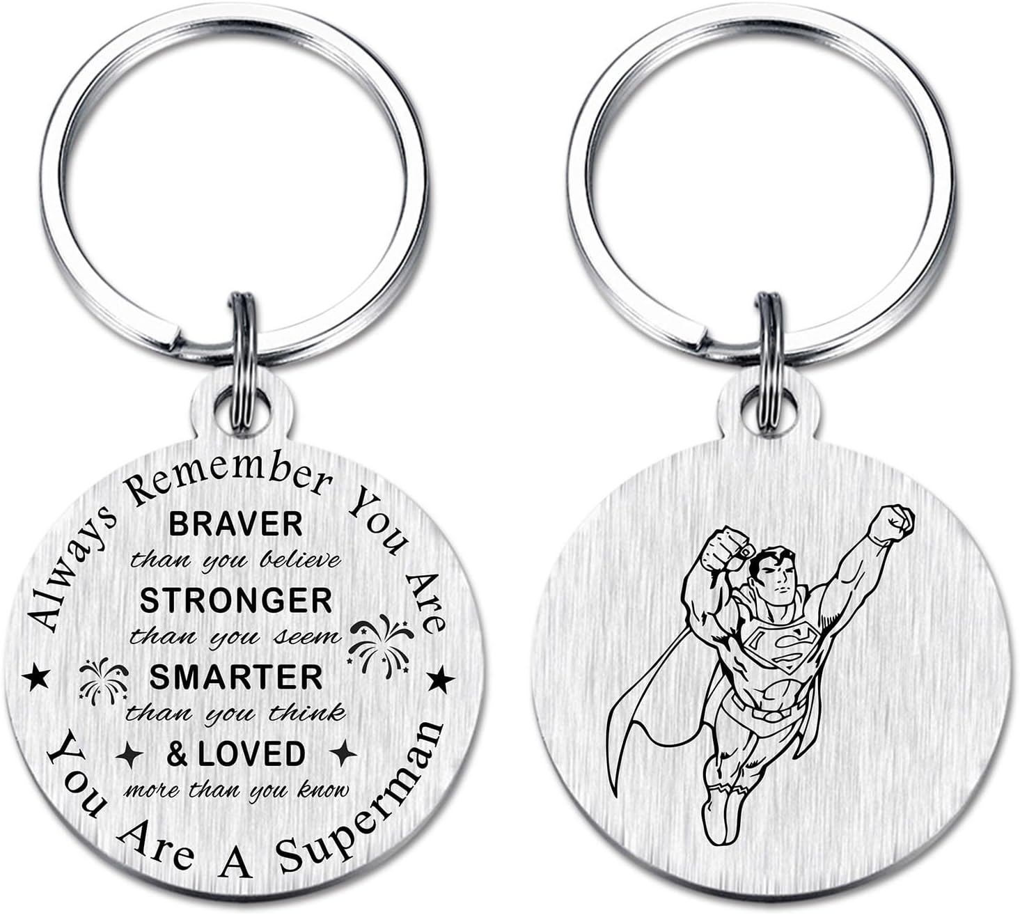 SOUSYOKYOSuperman Keychain Gifts for Women Men Unusual Personalized Super Man Fathers Day Birthday Gift Ideas for Teenage Boys Key Chain, Superman Gifts, 1.4 inch