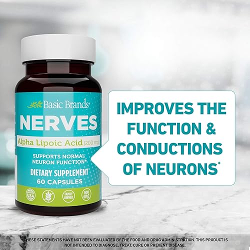 Vista 9 de Basic Brands Ácido alfa lipoico nervioso, 200 mg, función neuronal (paquete de 1)