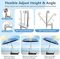 Vista 5 de Soporte de soporte para sombrilla de bicicleta, soporte para sombrilla de silla de ruedas para cochecito, manos libres, clip de abrazadera