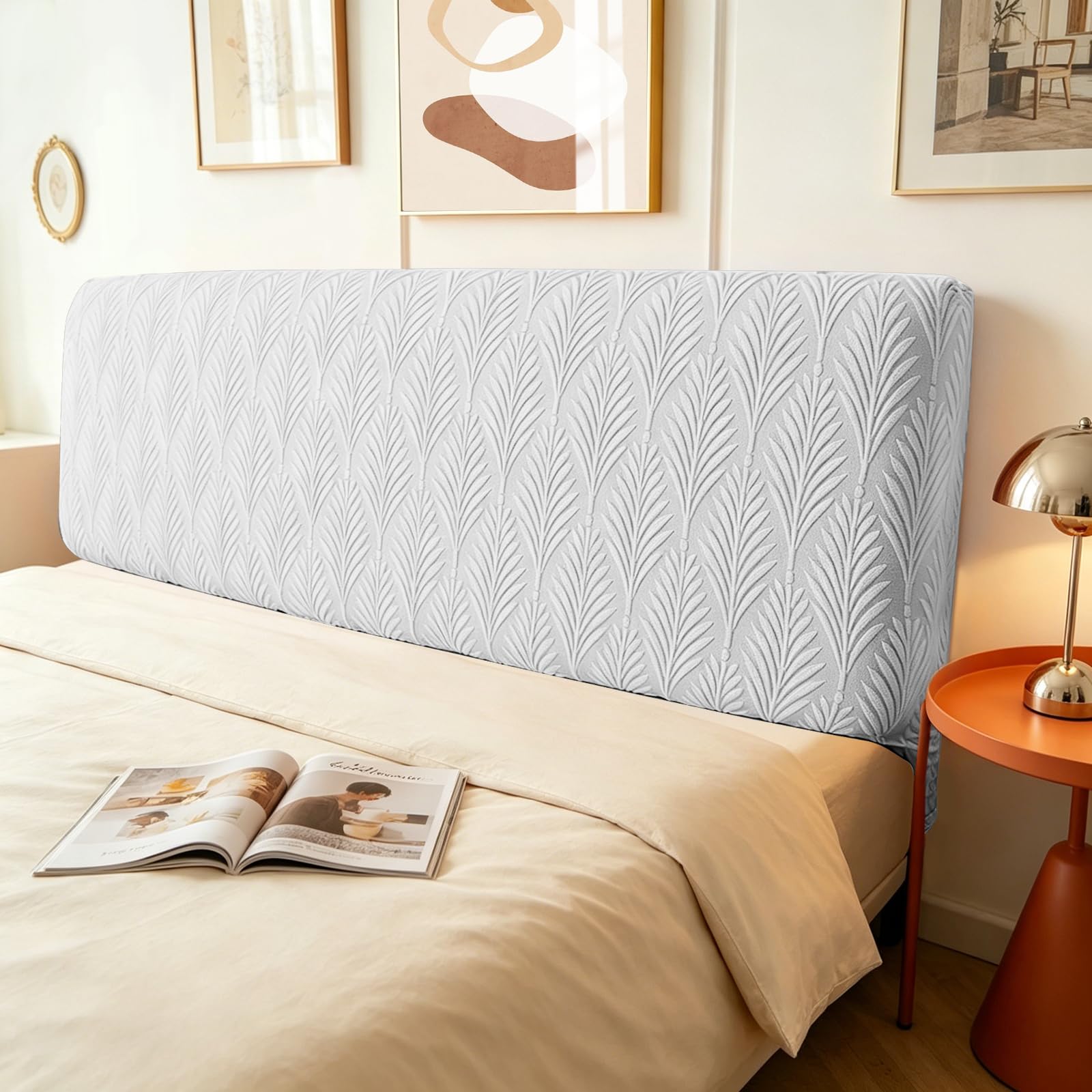 Pxvelcn Headboard Cover Full Wrapped, Stretch Jacquard Headboard Slipcover