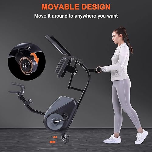 Miniatura 6 de ECHANFIT Bicicleta estática reclinada con conectividad Bluetooth y 8 niveles de resistencia magnética, bicicleta estacionaria para el hogar con