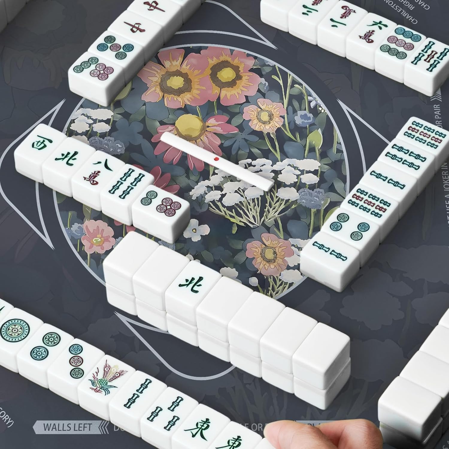 Mahjong Mat for Table, Durable Mahjong Table Cover with Unique Design, Premium Mahjong Accessories, Perfect Mahjong Gifts for Women, Game Mat for Mahjong and Board Game Enthusiasts (Twilight Petals)