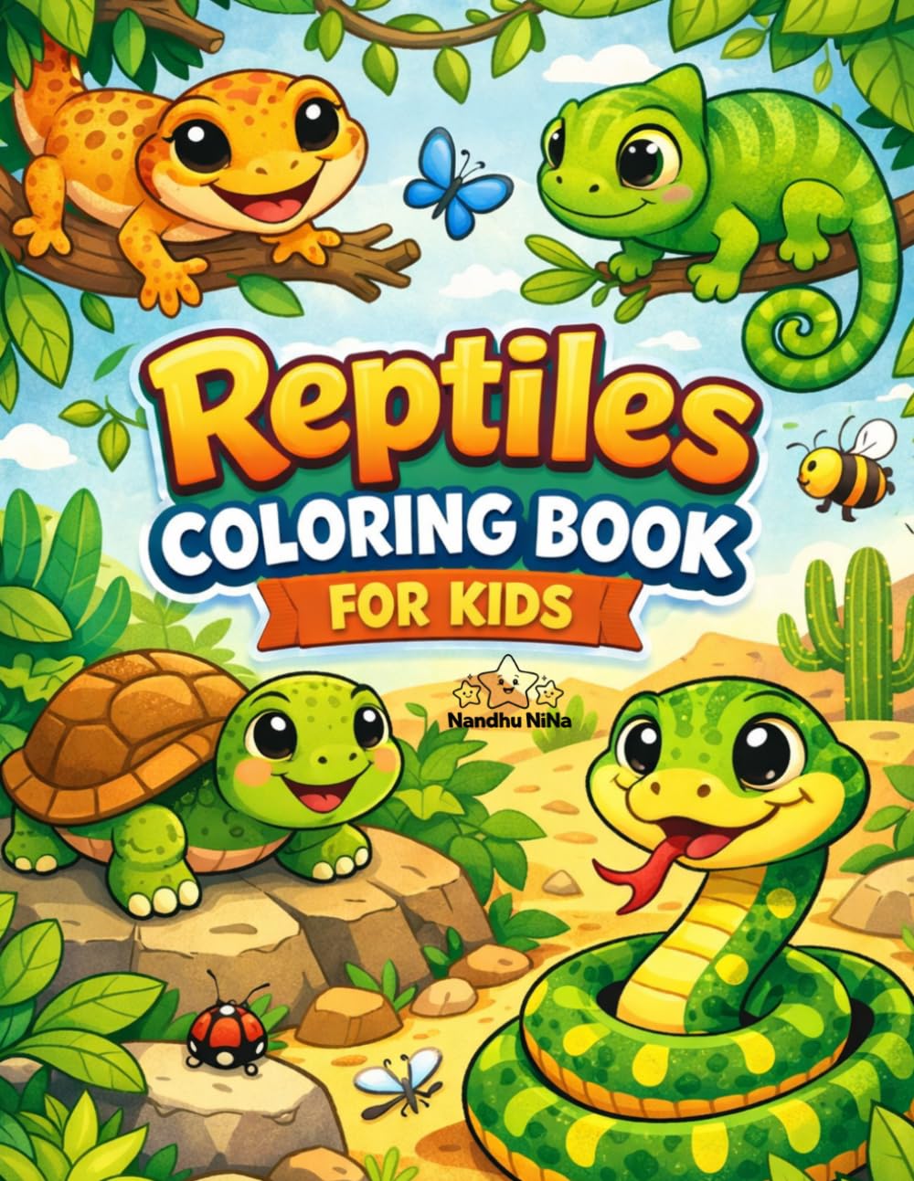 Reptiles Coloring Book for Kids: Fun & Easy Lizards, Snakes, Turtles, Crocodiles & More (ColorQuest Adventures)