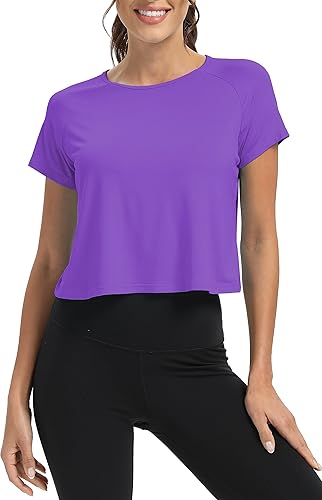 Miniatura 2 de Mippo - Camisetas de entrenamiento para mujer, atléticas, de espalda dividida, con corte ombliguero, holgadas, para el gimnasio