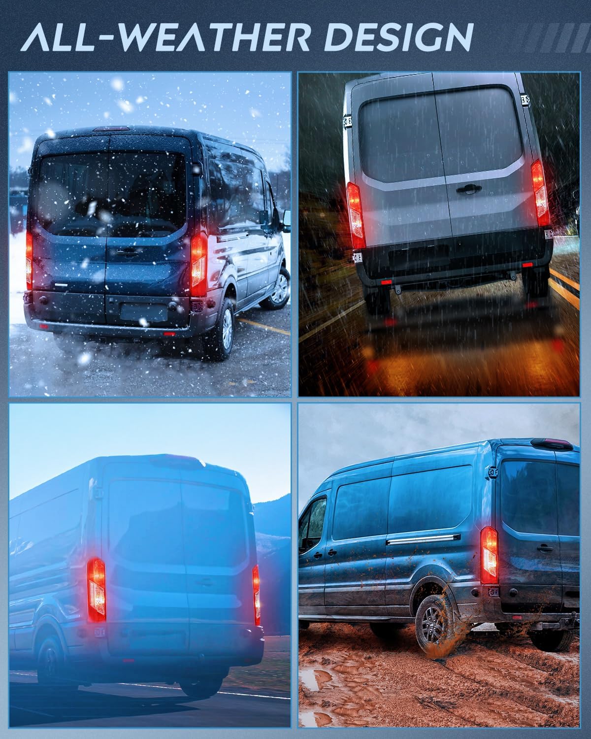 Nilight Taillight Assembly Compatible with 2015 2016 2017 2018 2019 2020 2021 2022 2023 Ford Transit 150 250 350 350HD Rear Lamp Replacement OE Style Driver Side and Passenger Side