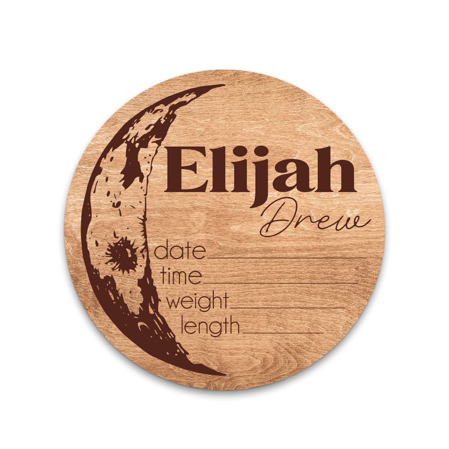 Birth Stat Sign Personalized for Newborn Baby, Stained Moon Design, Crib & Nursery Decor, Photography Prop, Baby Shower Gifts, Gender Reveal, Pregnancy Announcement, Hickory Hollow Designs