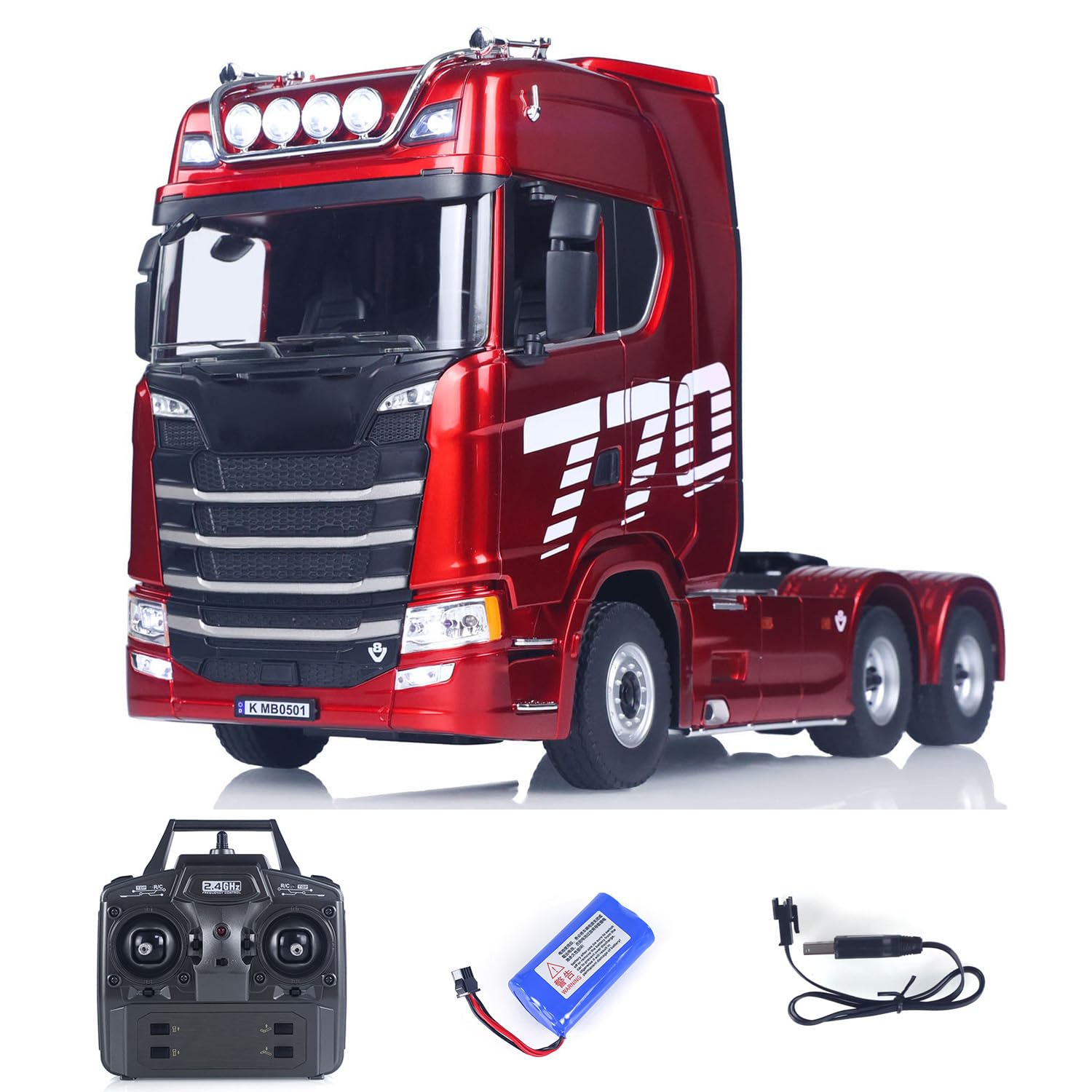 TOUCAN RC HOBBY 1/18 770S Plastic RC Tractor Truck Toys Finished Model RTR 7.4V Battery Radio 19CH Light Sound Effects Remote Control Lorry Car for Adult