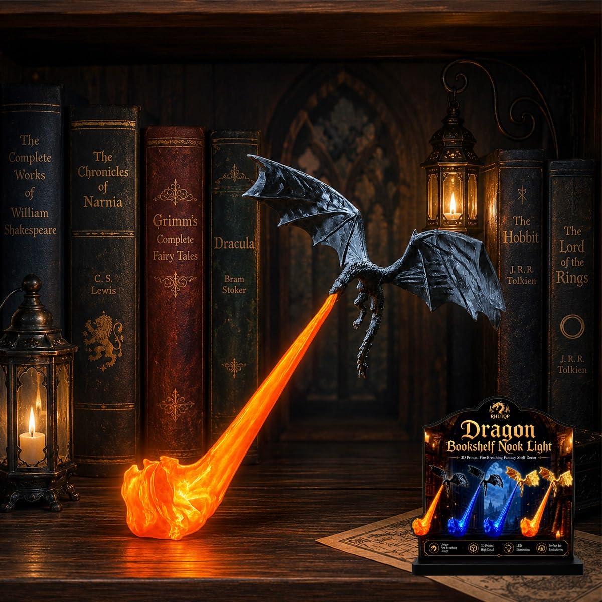Amazon.com: Dragon Bookshelf Nook Light, 3D Printed Fire-Breathing