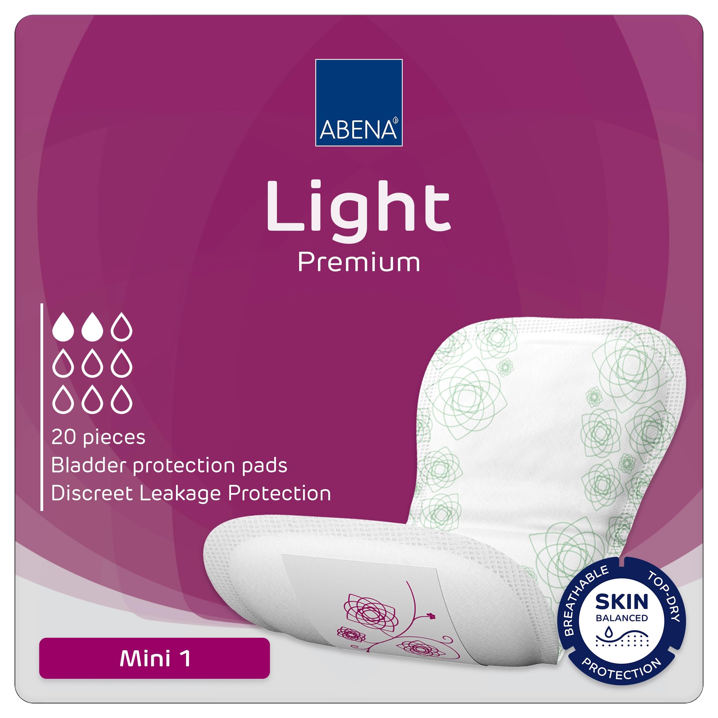 ABENA Light Mini 1, Absorbency of 180ml, Pack of 20, Daytime Incontinence