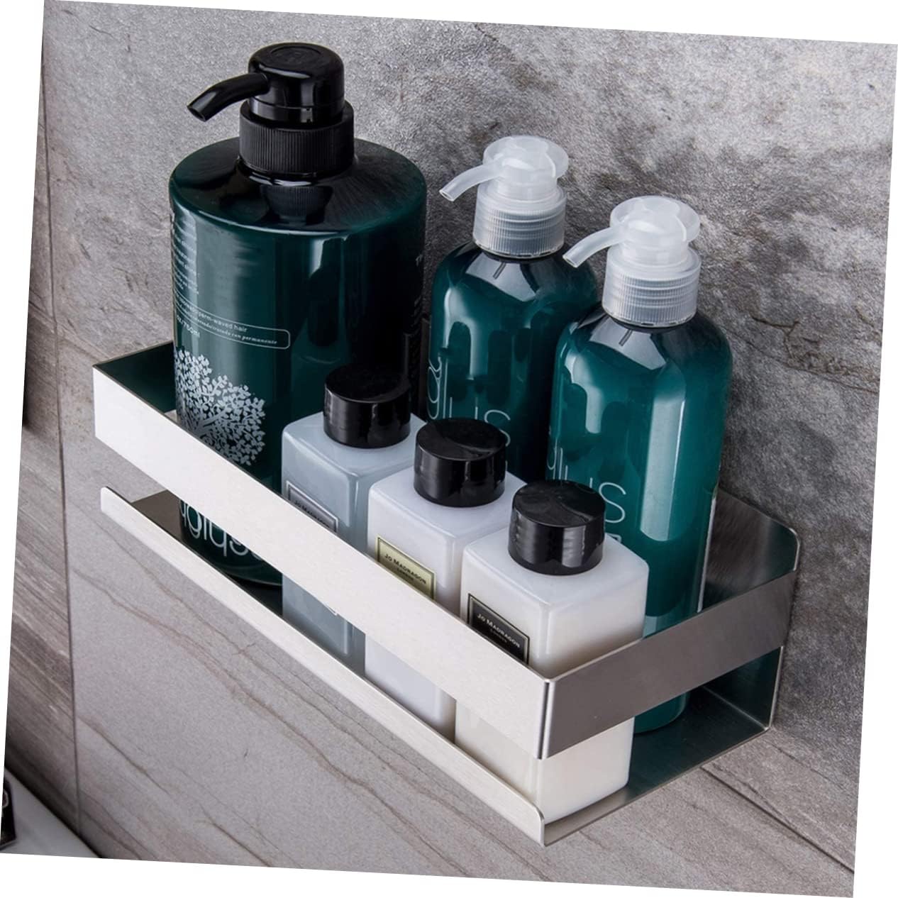 Multifunctional Wall-Mounted Storage Rack Punch-Free Stainless Steel Kitchen and Bathroom Shelf Adjustable Metal Shelf for Home Organization