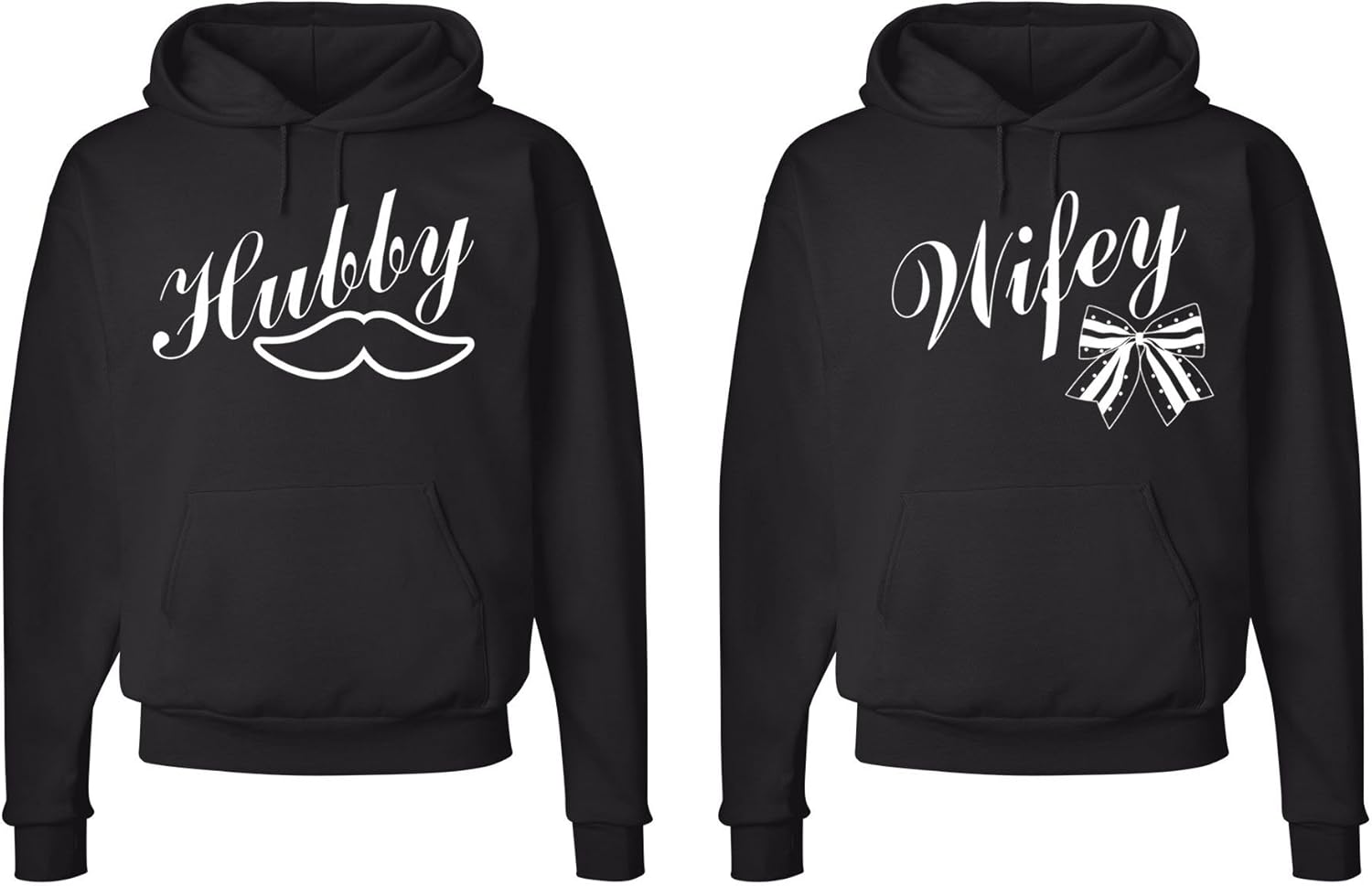 Fasciino Matching Couple Hoodies Hubby Wifey Sweatshirt Set Wedding Anniversary Romantic Gift
