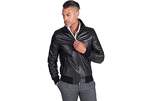 D'Arienzo Men's Italian Leather Jacket: Timeless Style in Genuine Black Bomber