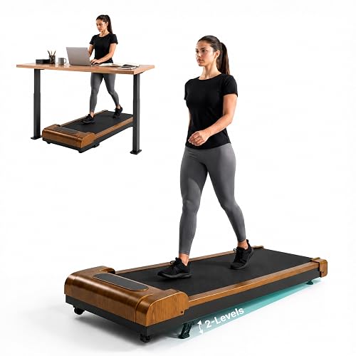 Fitkit by Cult Walking Pad Neo (BLDC 3.5HP Peak Power) Compact Under Desk BLDC Motor Treadmill | Max Weight: 120kg | Home use with Remote Control (Brown)