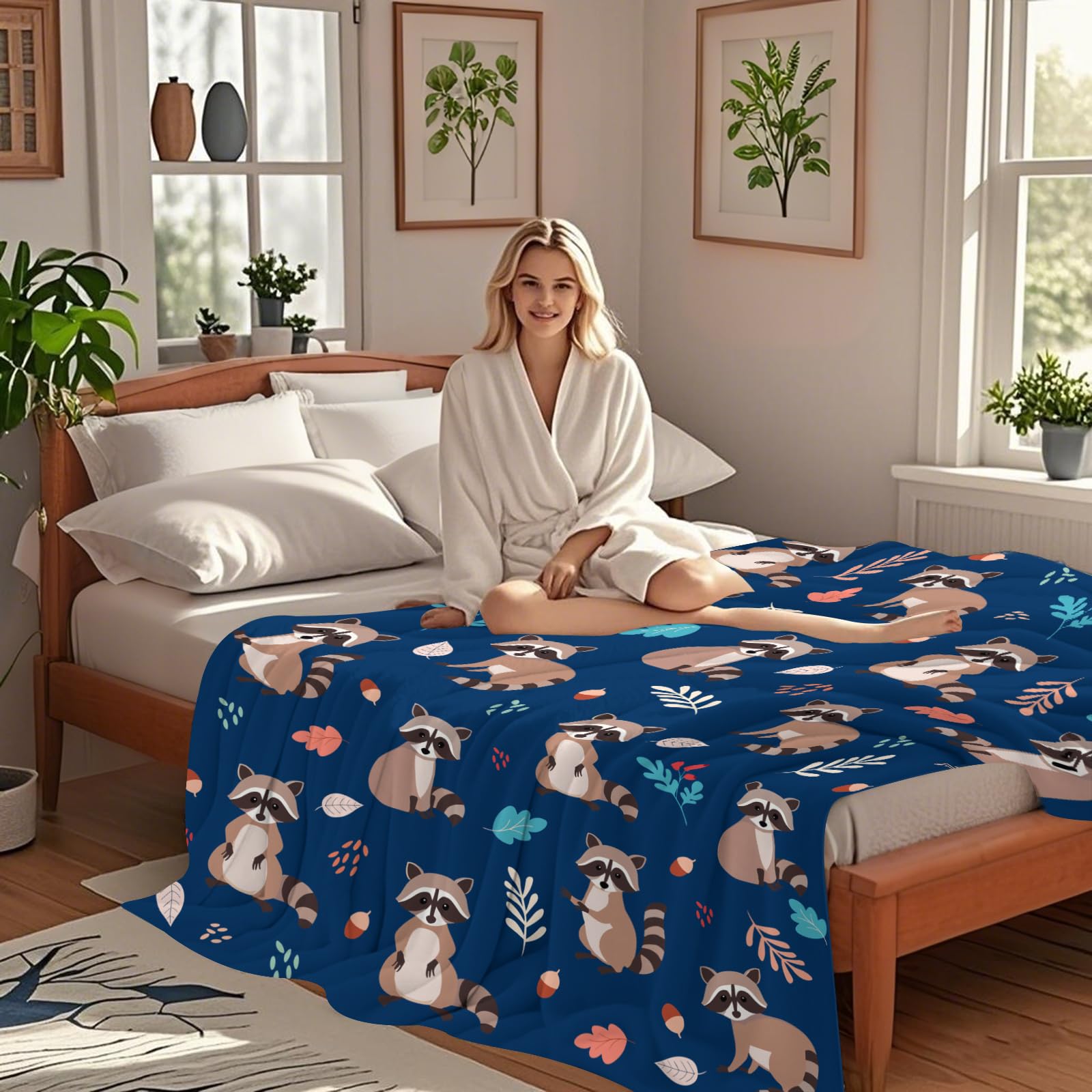 Gelasgo Raccoon Throw Blanket Ultra Soft Flannel Blanket - Image 3