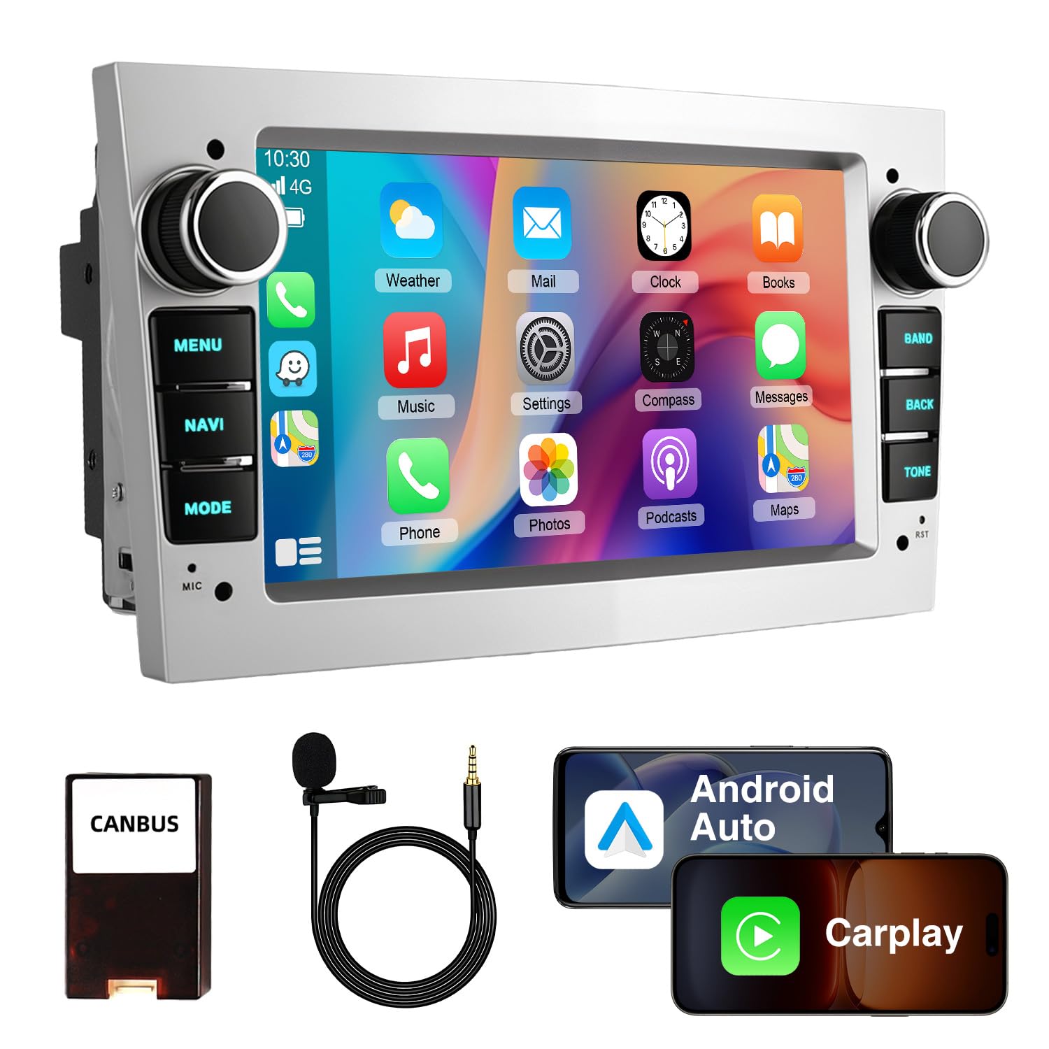 Autoradio 7" Android 15 CarPlay sans Fil pour Opel Corsa D/Astra H/Zafira B | 4Go RAM + 64Go ROM, Android Auto Sans Fil, GPS, WiFi, Bluetooth, Commandes au Volant