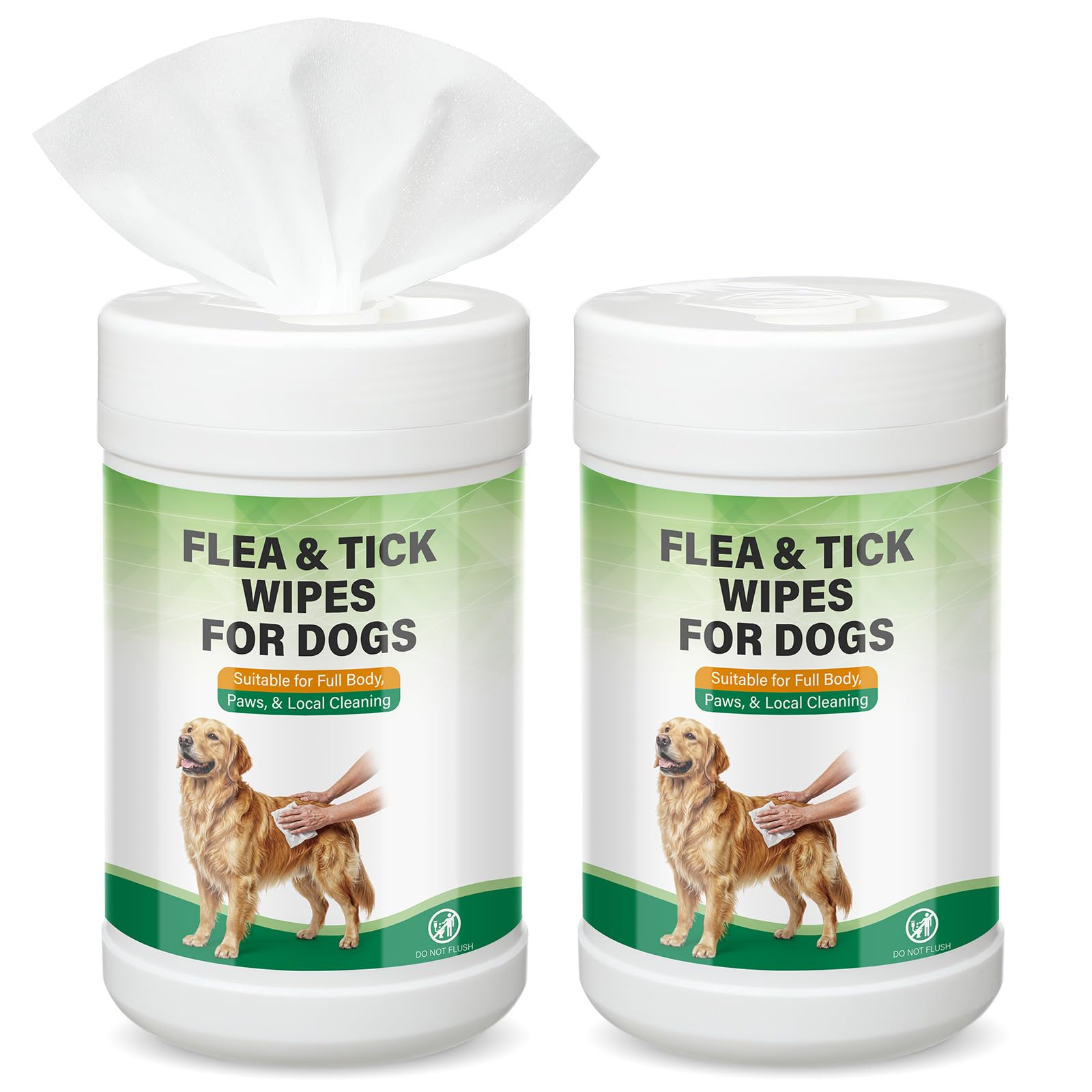 2 Pack Flea &amp; Tick Wipes for Dogs Plant-Based Wipes for Flea and Tick Prevention for Cleaning Dog Kennels and Home Environments 60 Count