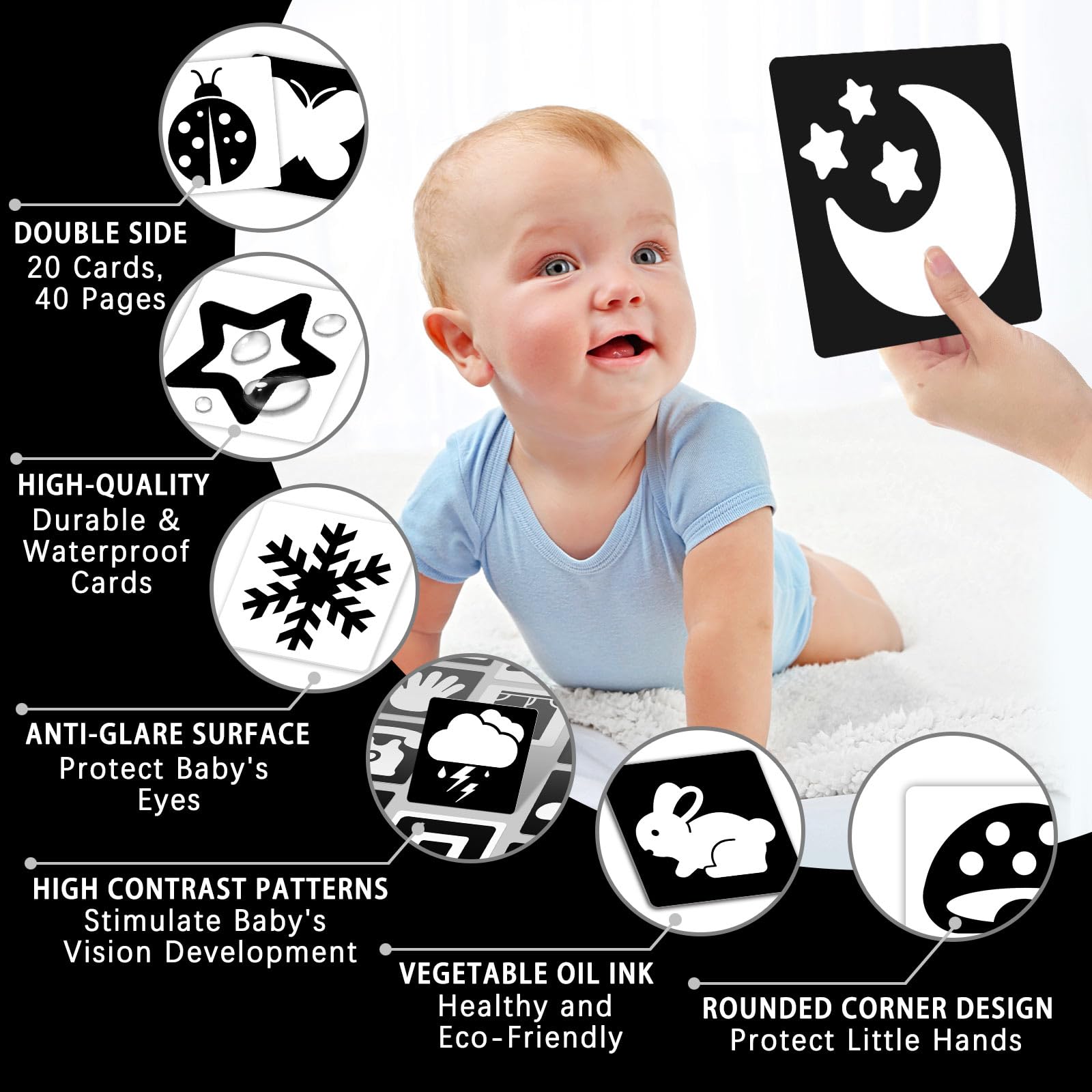 Amazon.com: High Contrast Baby Cards for Infants, Black and White Baby Cards High Contrast Baby Toys for Newborns Visual Stimulation Brain Development Learning 20 Pcs 40 Pages 5.7'' x 5.7'' (0-3 Months) : amazon-com-high-contrast-baby-cards-for-infants-black-and-white-baby-cards-high-contrast-baby-toys-for-newborns-visual-stimulation-brain-development-learning-20-pcs-40-pages-5-7-x-5-7-0-3-months