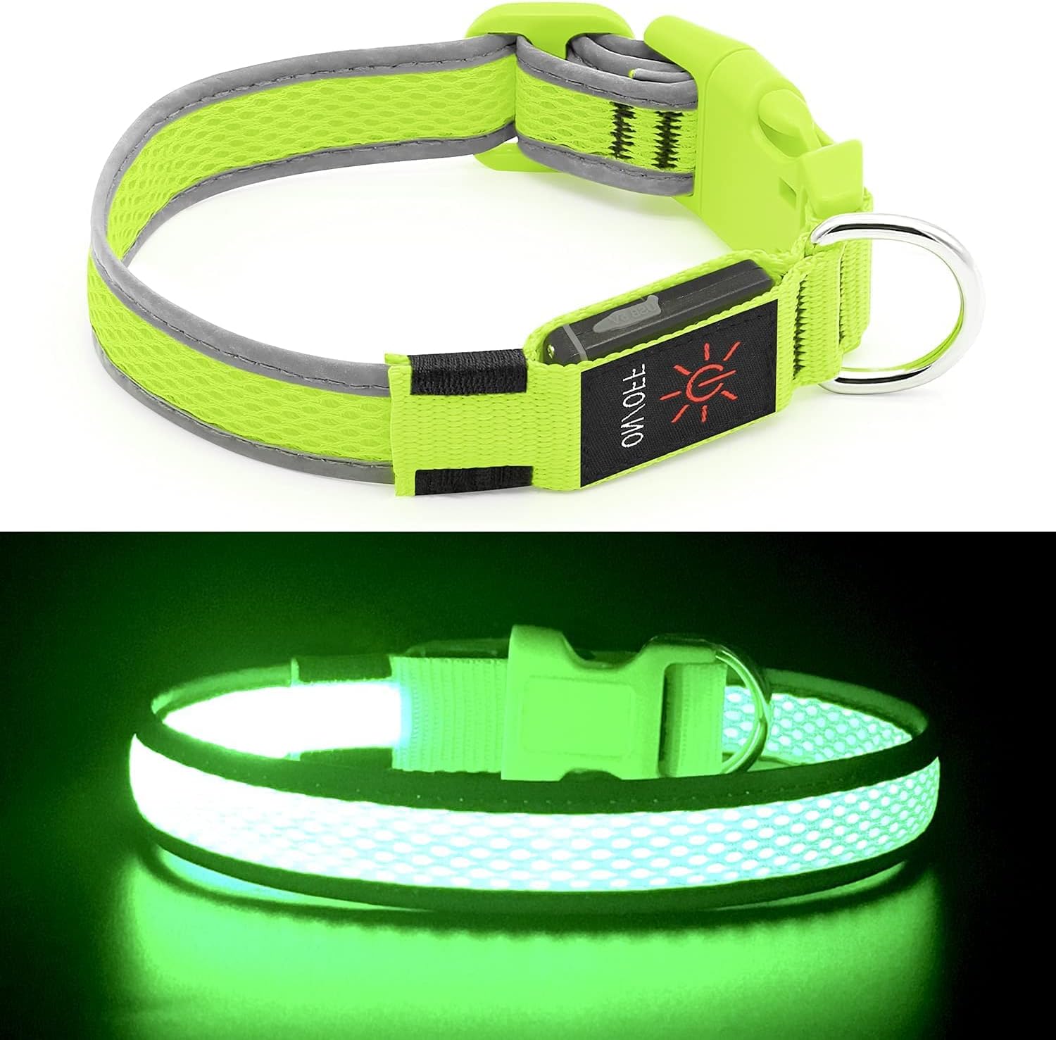 YFbrite Light up Dog Collar, Rechargeable LED Dog Collar, Flashing Dog