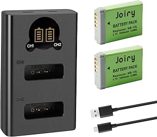 Joiry NB-13L Battery and Charger Kit Compatible with Canon PowerShot G1 X Mark III, G5 X, G7 X, G7 X Mark II, G9 X, G9 X Mark II, SX620 HS, SX720 HS, SX730 HS, SX740 HS