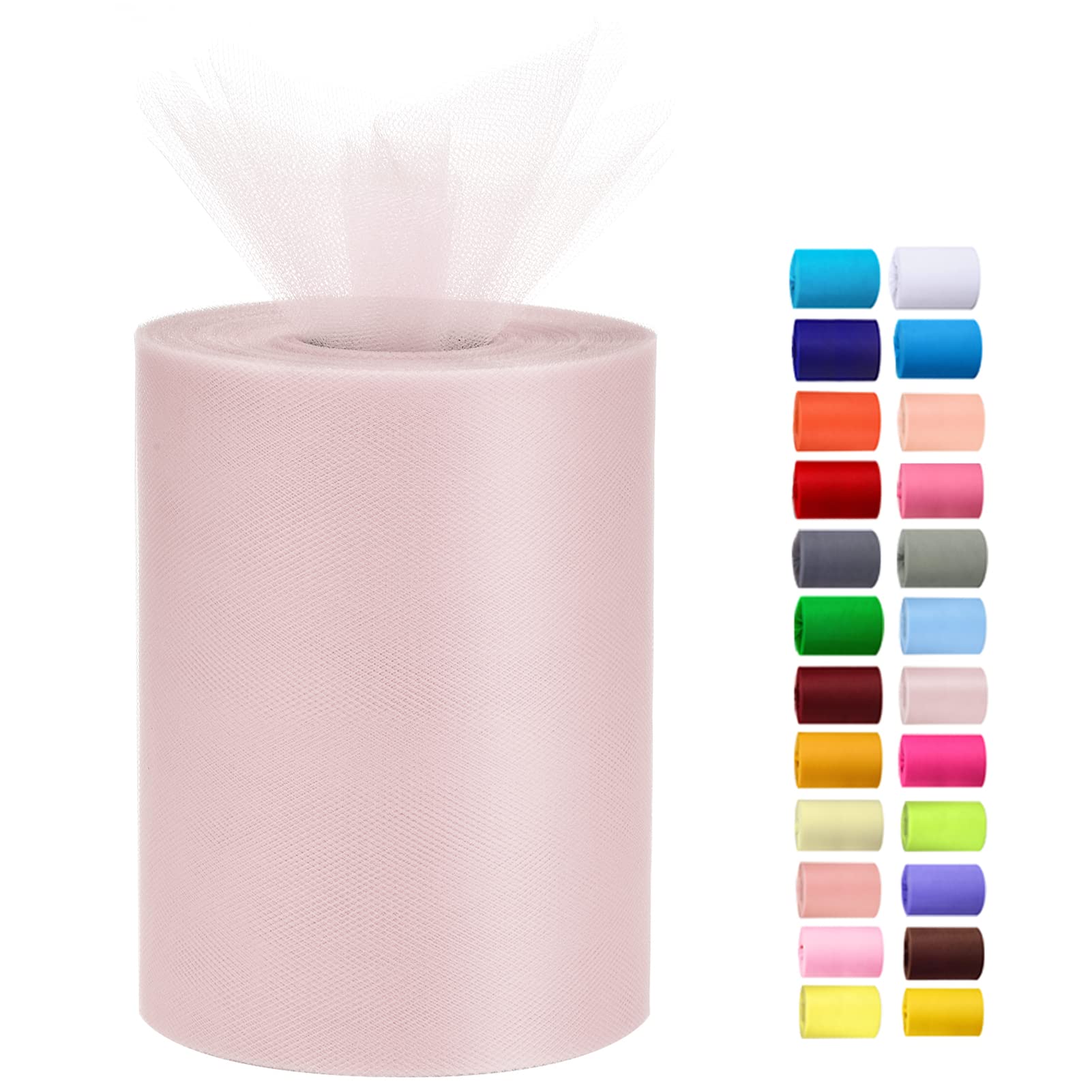 Tulle Rolls 6” by 100 Yards (300 feet) Tulle Roll Spool Fabric for DIY Tutu Skirts Wedding Baby Shower Crafts Decorations Party Supplies (White) — view 29