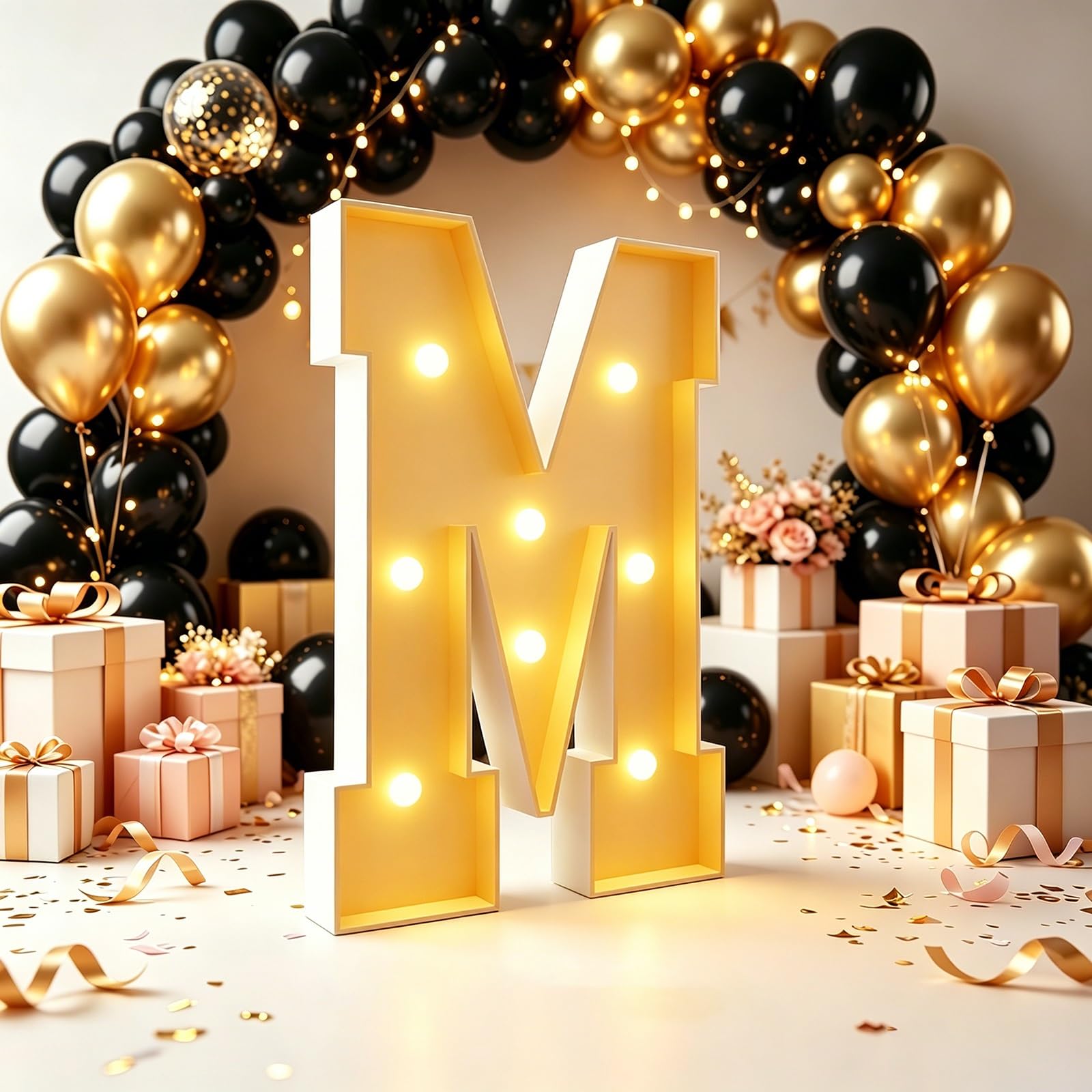 70cm/100cm/120cm Marquee Letters LED Light Up Letter(Letter M,70cm(2.3FT))