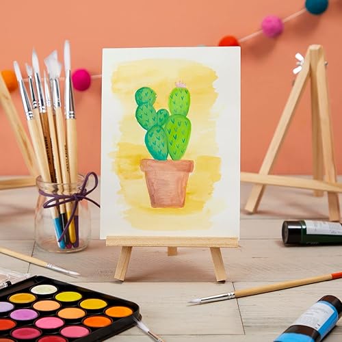 Miniatura 2 de Juvale Mini caballete de 7 pulgadas, madera de loto marrón claro, paquete de 6, soporte de exhibición de mesa y escritorio, soporte para tarjetas de