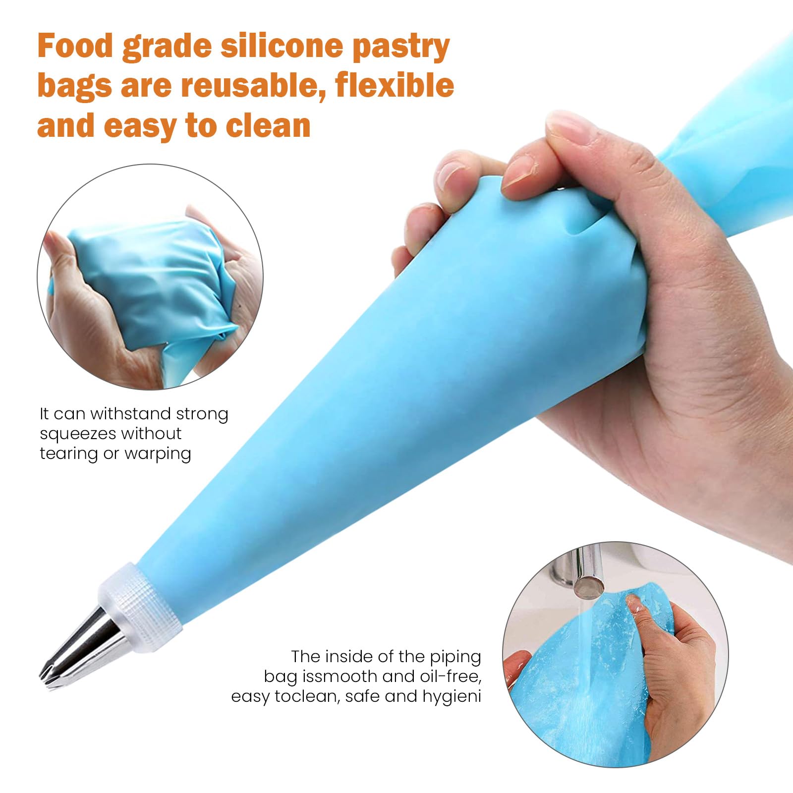 Kit de decoración de pasteles con bolsas de repostería reutilizables, 24 puntas de glaseado y 3 raspadores de glaseado, 72 piezas de suministros para hornear galletas y pasteles