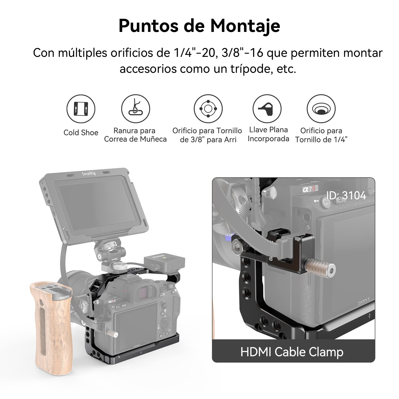 SMALLRIG A7III - Jaula Ligera para Sony A7 III A7R III A9-2918