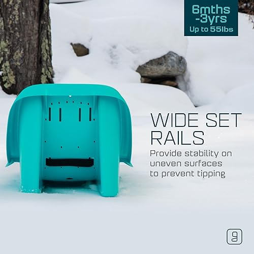 Miniatura 22 de Trineo para bebé, arnés de seguridad de 3 puntos, correa de remolque retráctil, asiento antideslizante, trineos de nieve de plástico resistente