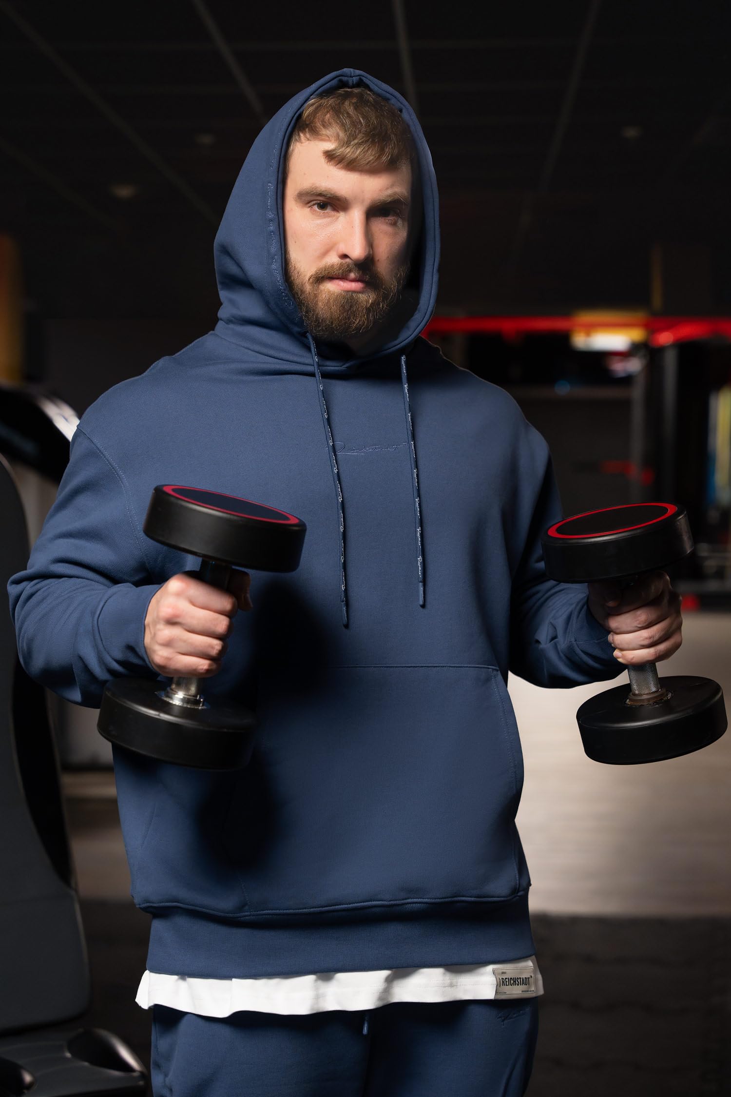 Reichstadt Sports Felpa Uomo Cappuccio Cotone Fitness Tempo Libero | Felpa sportiva da uomo con cappuccio in cotone traspirante, ideale per fitness, allenamento e tempo libero