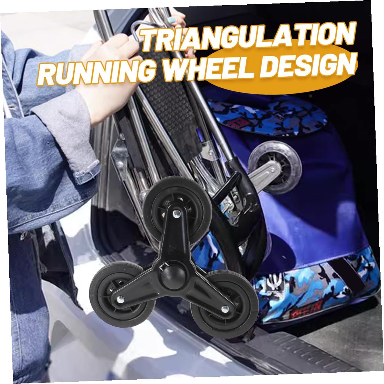 Ruedas Triangulares para Carrito de Compra y Carretilla de Mano Ruedas Resistentes de Acero Inoxidable para Subir Escaleras sin Eje para Jardín y Uso Pesado Par de 2 Unidades
