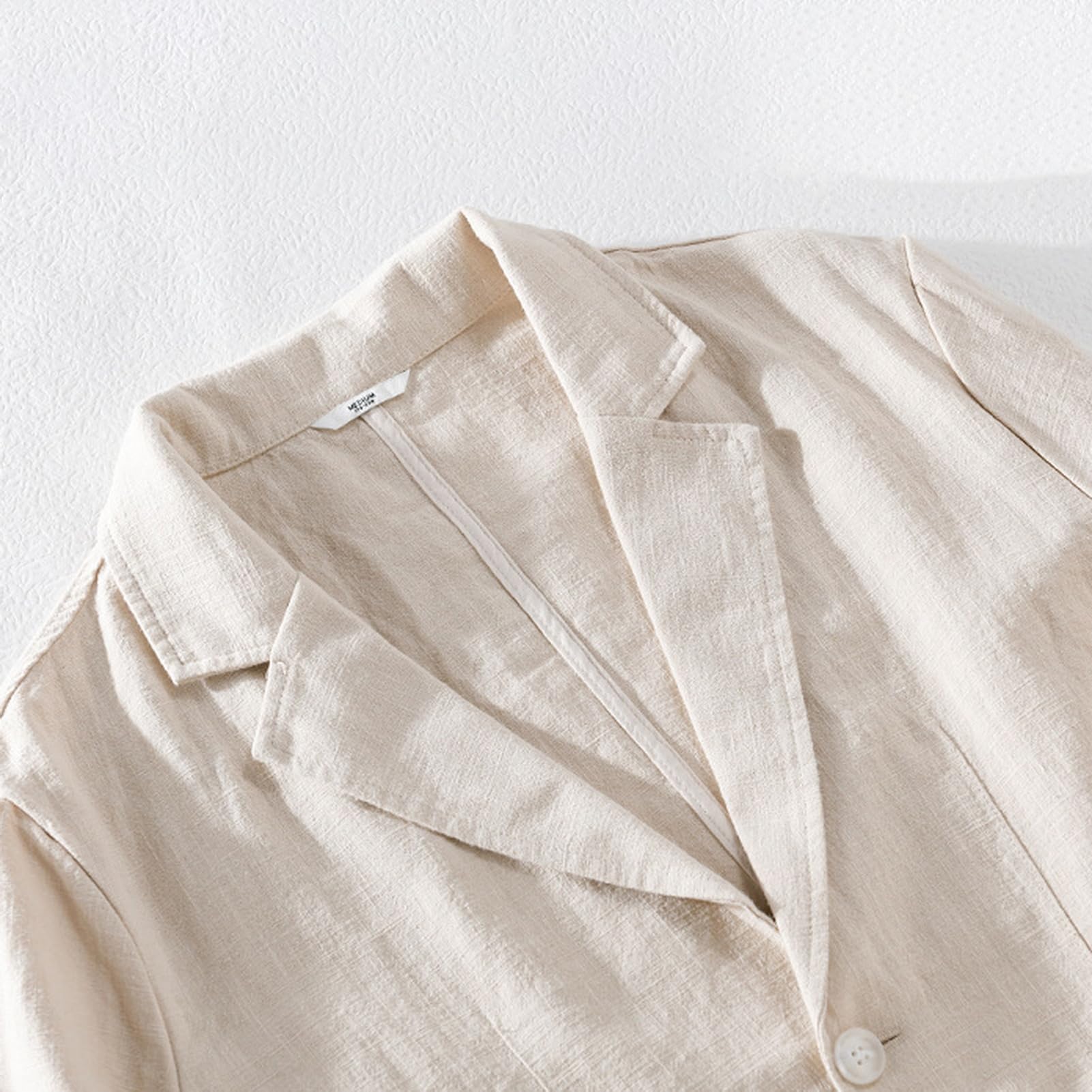 GIBZ Blazers de Lino para Primavera y Verano para Hombre Chaqueta de Traje Sencilla y Versátil con Solapa con Muescas Blazer Abrigo Deportivo de 2 Botones con Bolsillo