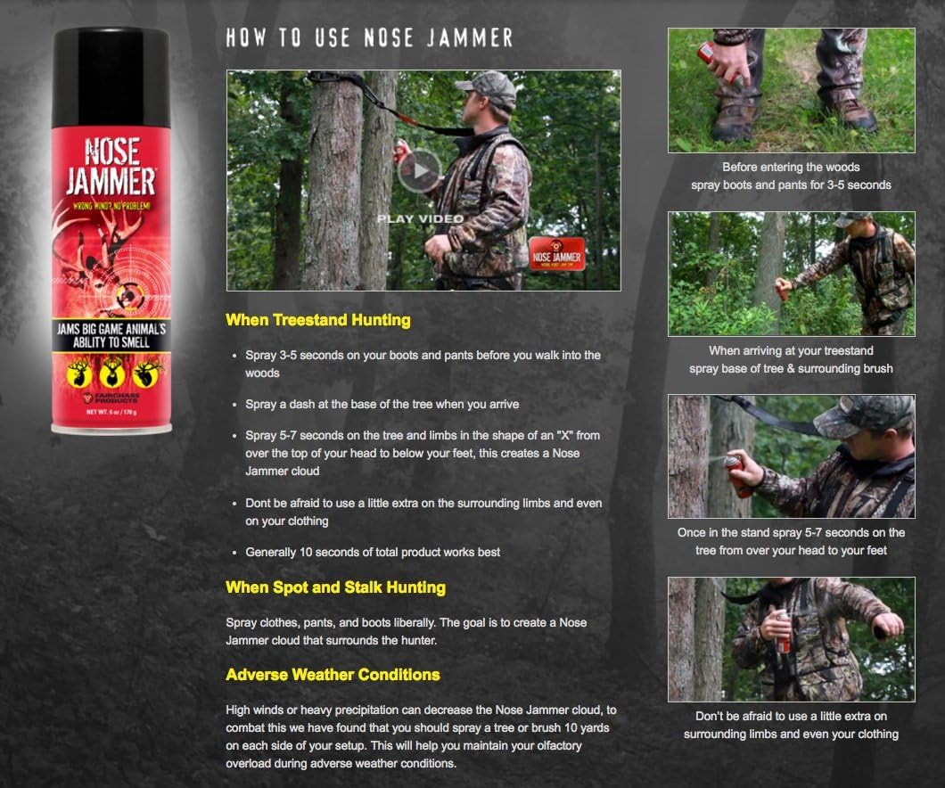 Nose Jammer Natural Hunting Scent Eliminator Deer Scent Blocker Best Value Combination 4-Pack Kit (Field Spray, Deodorant, Wipes, Shampoo/Body Wash) : Sports & Outdoors