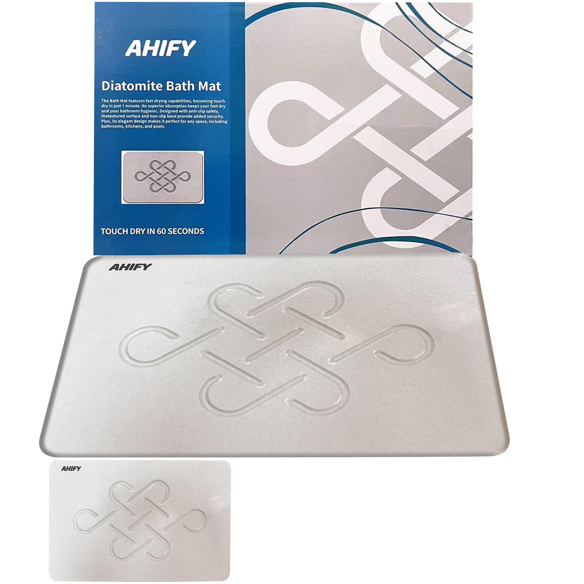 AHIFY Stone Bath Mat – Diatomite Quick-Drying Mat for Bathroom Floor, Super Absorbent, Non-Slip, Minimalist Design, Easy to Clean, 24