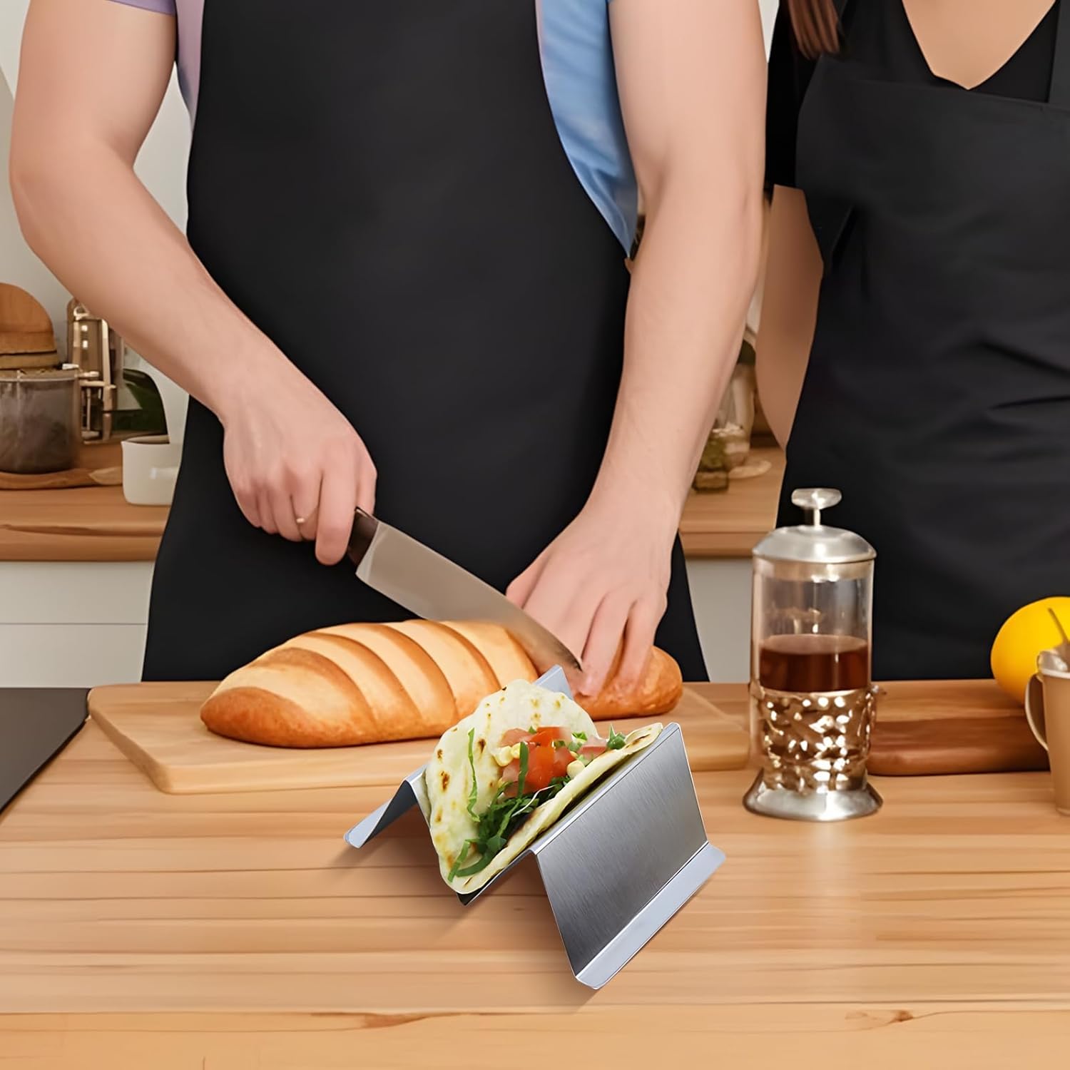 Stainless Steel Taco Holders Set, 6-Piece 2-Slot Stand, Oven And Grill Safe, Dishwasher Safe For Easy Clean-Up