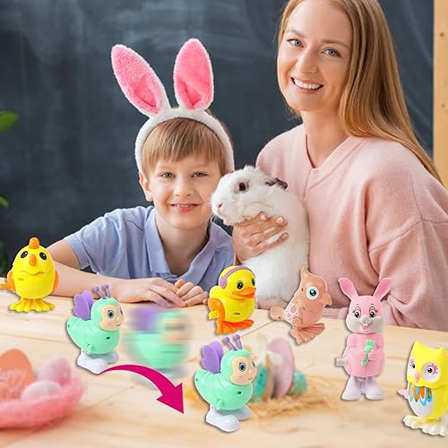 Miniatura 4 de LOMIMOS 6 juguetes de Pascua para pollitos de Pascua, regalo para niños pequeños, cesta de búsqueda de huevos de Pascua, relleno de bolsas de