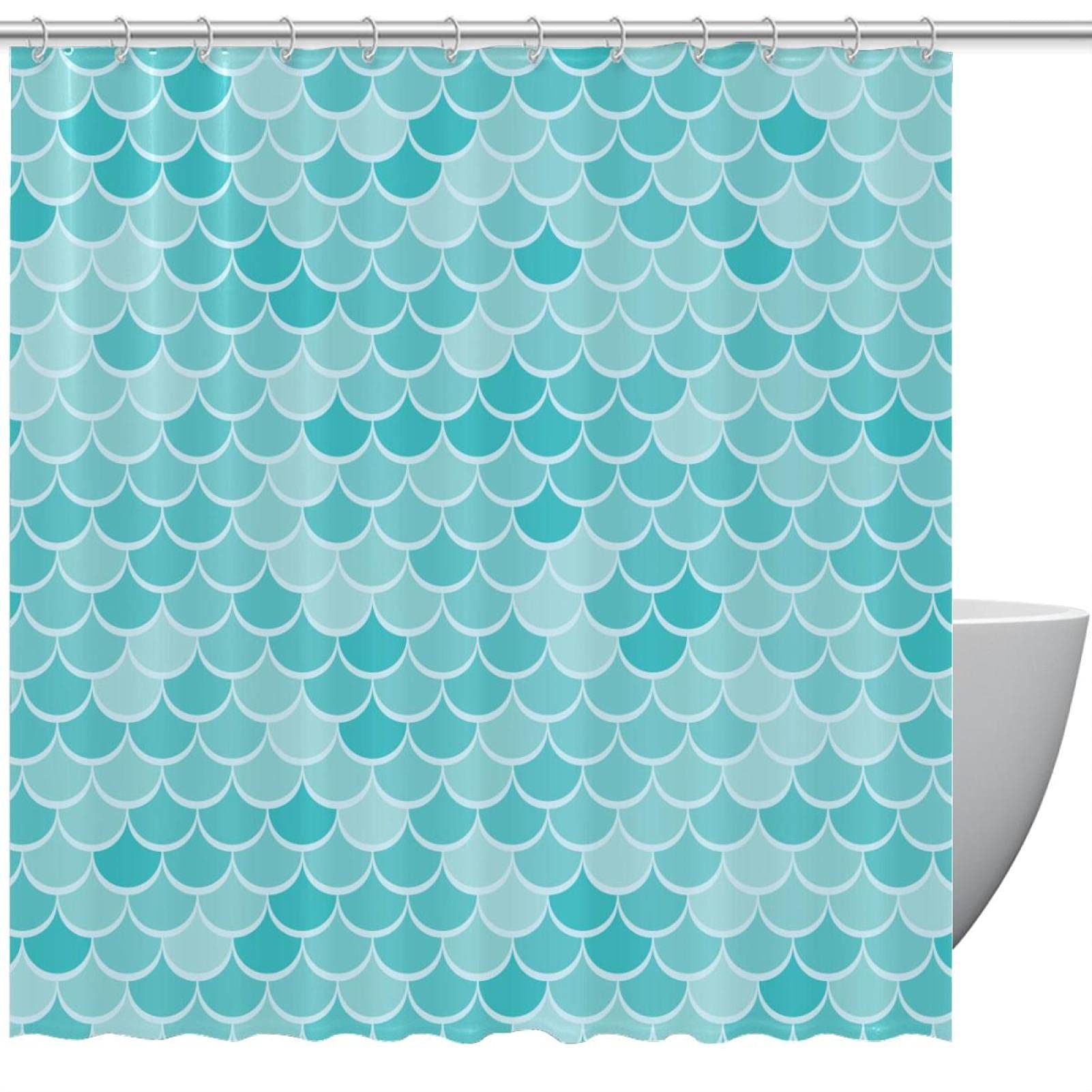 Rideau de douche imperméable sirène bleu contre l'humidité de salle de bain 168x183cm
