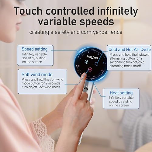 Miniatura 7 de Secador de pelo de plasma, secador de pelo profesional de alta velocidad, 600 millones de iones negativos, cuidado del cabello, secado rápido, bajo