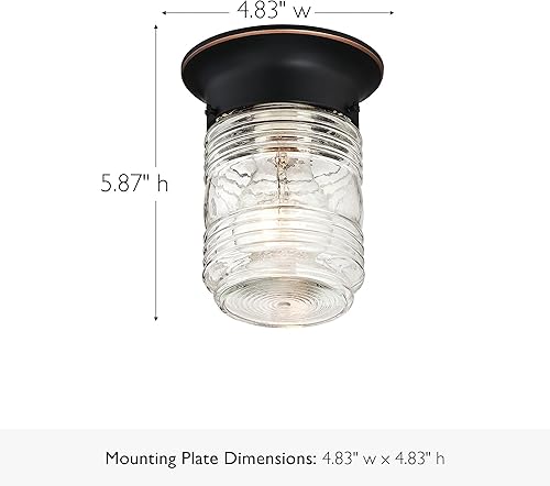 Vista 21 de Design House 587238 Jelly Jar - Lámpara de techo empotrada para interiores y exteriores, bronce aceitado (paquete de 2)