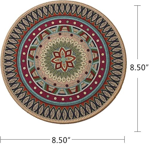 Miniatura 7 de Juego de 6 tapetes para macetas, absorbentes de agua, 8.5 pulgadas, antideslizantes, resistentes al calor, manteles individuales bohemios, posavasos