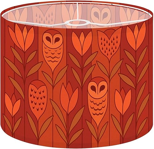 Drum Lamp Shade 70s retro vintage Mid Century Modern Seamless Lampshade for Floor Lamps Table Lamps Pendant Light 11"x8.9" Replacement Linen Large