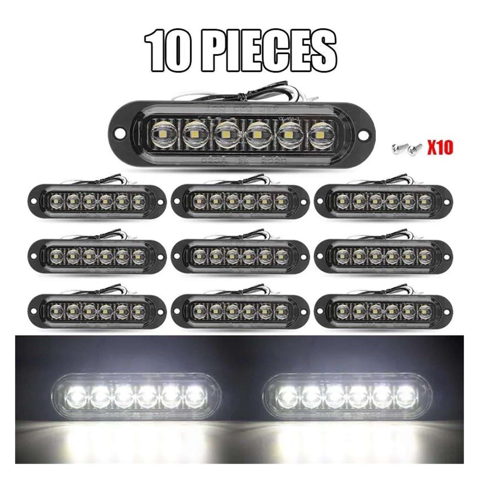 Generico Indicatore Laterale 10 pezzi Mark luci LED indicatore posizione laterale lampada segnalazione per camion auto rimorchio autobus pick-up camper Indicatore Direzione(10x 6Leds White)
