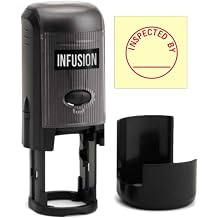 Infusion Inspected by Round Self-Inking Stock Rubber Stamp 3/4 Diameter - Red Ink