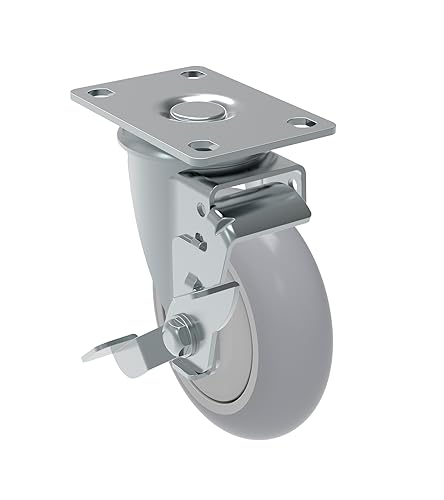 GLA 412 SPE SL - Rodamiento plano Serie L12 Rueda giratoria de 4 x 1-1/4 pulgadas de diámetro con freno de bloqueo de rueda, rueda de rodamiento de