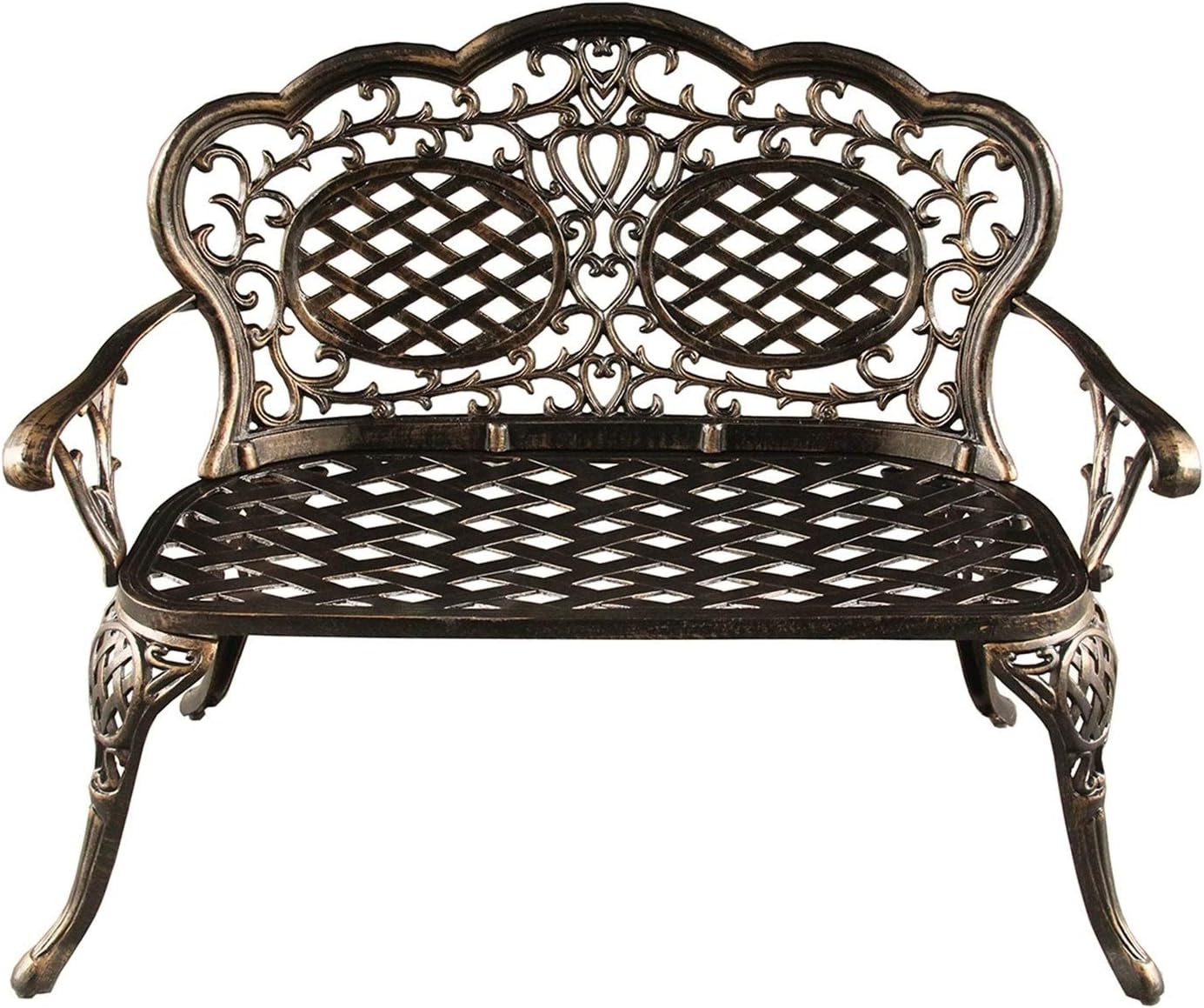 Ornate Traditional Outdoor Bronze Patio Garden Aluminum Loveseat Brown Backed